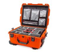 Nanuk 955 - Custodia rigida impermeabile con coperchio organizer e divisorio imbottito con ruote, colore: Arancione