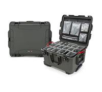 NANUK Series 960 - Custodia rigida impermeabile leggera in resina NK-7 con divisorio imbottito e organizer per coperchio, con ruote, verde oliva