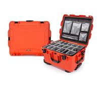 NANUK Series 960 - Custodia rigida impermeabile leggera in resina NK-7 con divisorio imbottito e organizer per coperchio, con ruote, arancione