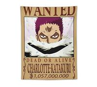 NANXIANG Anime One Piece Wanted Poster Charlotte Katakuri Stampa artistica da parete Arazzo Pittura Poliestere Arazzi Opere d'arte Idea regalo Sala Estetica 76,2 cm x 4