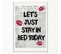 Nanxiwofee Lets Stay In Bed Romantico Wall Art, Funky Couples Over Bed Wall Decor, Trendy Kiss Lips Mark Poster Canvas Poster Canvas Black White Giornale Arte Estetica Appartamento Decor 30,5 x 40,6