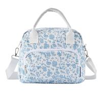 Nanxson Borsa pranzo isolata per donne uomini,12L grande capacità riutilizzabile Lunch Box Carino Corduroy Cooler Tote Borse per lavoro Picnic o viaggi(12L,Fiore Blu)
