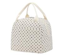 Nanxson Borsa Pranzo Isolata Riutilizzabile Lunch Box Carino Corduroy Cooler Tote Borse Contenitore refrigerante portatile a prova di perdite per lavoro Picnic o viaggi (9.8L,A-Puntino nero)