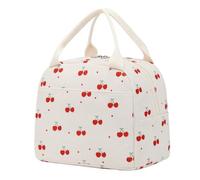 Nanxson Borsa Pranzo Isolata Riutilizzabile Lunch Box Carino Corduroy Cooler Tote Borse Contenitore refrigerante portatile a prova di perdite per lavoro Picnic o viaggi (9.8L,A-Ciliegia rossa)