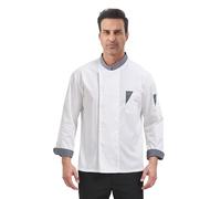 Nanxson Giacca Cuoco Uomo Manica Lunga Giacca Cucina Manica Corte Giacca da Cuoco Ristorante Divisa da Cuoco CFM0089 (L,Manica Lunga Bianco)