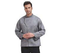 Nanxson Giacca da Chef Manica Lunga Giacche da Cuoco Uomo Donne Nero CFM0057 Grigio M