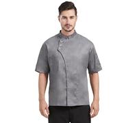 Nanxson Giacca da Cuoco a Maniche Lunghe Uomo e Donna, Collo a Montante | Abbigliamento Professionale per Chef, Giacca Nera da Chef per Hotel, Ristoranti Gourmet e Bracerie