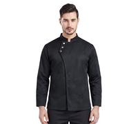 Nanxson Giacca da Cuoco a Maniche Lunghe Uomo e Donna, Collo a Montante | Abbigliamento Professionale per Chef, Giacca Nera da Chef per Hotel, Ristoranti Gourmet e Bracerie