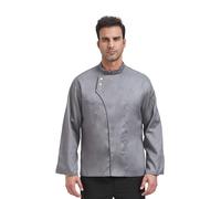 Nanxson Giacca da Cuoco a Maniche Lunghe Uomo e Donna, Collo a Montante | Abbigliamento Professionale per Chef, Giacca Nera da Chef per Hotel, Ristoranti Gourmet e Bracerie