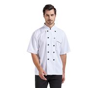 Nanxson Giacca da cuoco manica corta da uomo in cotone traspirante da cucina uniforme da lavoro CFM0001 (L, bianca) (bianca, M)