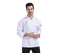 Nanxson Giacca da Cuoco Uomo a Maniche Lunghe con Cerniera, Camice da Chef | Divisa Professionale per Ristoranti, Bistrot, Hotel e Scuole di Cucina, Uniforme da Lavoro per Chef