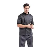 Nanxson Giacca da Cuoco Uomo a Maniche Lunghe in Misto Cotone Traspirante | Giacca da Chef Professionale Bicolore per Hotel, Ristoranti e Personale della Ristorazione