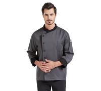 Nanxson Giacca da Cuoco Uomo a Maniche Lunghe in Misto Cotone Traspirante | Giacca da Chef Professionale Bicolore per Hotel, Ristoranti e Personale della Ristorazione
