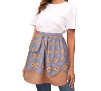 Nanxson grembiule da cameriera per donna, grembiule stampato con una tasca, grembiule vintage floreale per cucina, caffetteria, cottura, giardinaggio
