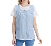 NanXSon grembiule da cucina grembiule pulizia lavori domestici ospedale lavoro uniforme grembiule da lavoro con tasche CF3178,Strisce blu,M