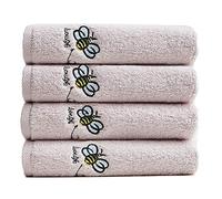 Nanxson Set di 4 Mini Asciugamani Personalizzati Ultra Morbido e Assorbente Bambini Stampato Mini Asciugamani 30x30cm 100% Cotone Teli bagno Viso e Uso Quotidiano (30x30cm,Grigio)