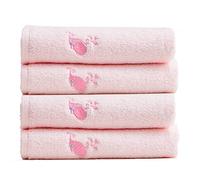 Nanxson Set di 4 Mini Asciugamani Personalizzati Ultra Morbido e Assorbente Bambini Stampato Mini Asciugamani 30x30cm 100% Cotone Teli bagno Viso e Uso Quotidiano (30x30cm,Rosa)