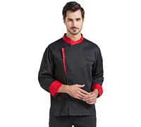 Nanxson Unisex Giacca da Cuoco da Uomo in Cotone Traspirante da Cucina Uniforme da Lavoro Ristorante Divise da Cuoco CFM0016 (XXL, Nero)