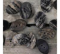 NANZU 10 PZ 40L = 25 MM Ovale Irregolare Quadrato Grandi Bottoni in Corno Reale Set Completo 100% Bottoni in Corno di Bufalo Cappotto 2 Fori Bottoni Rotondi per La Lavorazione