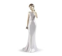 NAO Statua Statuina Ragazza Elegante con Fiore 30cm Porcellana