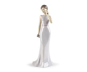 NAO Statua Statuina Ragazza Elegante con Fiore 30cm Porcellana