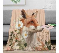NAOFEKUID Animale Elegante Coperta 3D Stampata Volpe Fiori Microfibra Arredo Casa Morbida Fox Throw Blanket per Divano Camera Adulti 40x50(100x130cm)
