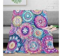 NAOFEKUID Boho 3D Stampata Coperta Mandala Microfibra Decorazione Casa Plaid Mandala Morbida Per Adulti Divano Letto 40x50(100x130cm)