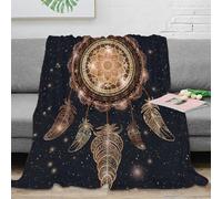 NAOFEKUID Boho 3D Stampata Piuma Mandala Coperta in Microfibra Decorazione Casa Mandala Throw Blanket per Divano Letto Adulti Tutte Stagioni 40x50(100x130cm)