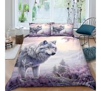 NAOFEKUID Bosco Selvaggio 3D Stampato Copripiumino Lupo Microfibra Decorazione Camera Da Letto Set Biancheria Da Letto Morbido Tutte Le Stagioni Single（135x200cm）