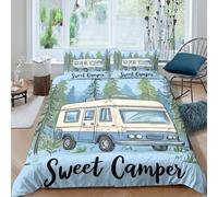 NAOFEKUID Capanna nella Foresta Set Copripiumino 3D Stampato Microfibra Camera da Letto Camper Morbido Traspirante Regalo Single（135x200cm）