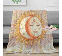 NAOFEKUID Coperta 3D Stampata Sole Luna Microfibra Decorazione Casa Plaid Sole Luna Divano Letto per Adulti Tutte le Stagioni 80×90(200x230cm)