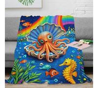 NAOFEKUID Coperta 3D Stampata Tema Sottomarino Microfibra Decorazione Casa Copriletto Animali Marini Divano Letto Morbida Calda 80×90(200x230cm)