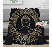 NAOFEKUID Coperta Buddha Mandala 3D Stampata Microfibra Morbida Copriletto Gettata Divano Camera Regalo Decorazione Zen 40x50(100x130cm)