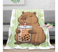 NAOFEKUID Coperta Capybara Bubble Tea 3D Printing Microfibra Decor Casa Capybara Throw Blanket per Divano Letto Adulti 80×90(200x230cm)