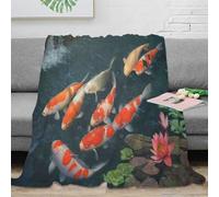 NAOFEKUID Coperta Carpe Koi Stampa 3D in Microfibra Decorazione Casa Plaid Koi Giapponese Morbida per Divano Adulti 40x50(100x130cm)