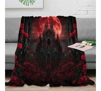 NAOFEKUID Coperta Gotica 3D Stampa Luna Rossa Rosa Microfibra Arredo Casa Divano Coperta Decorativa Morbida Calda Per Tutte Le Età 60x80(150x200cm)