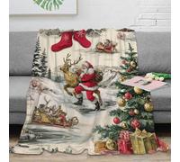 NAOFEKUID Coperta Natale 3D Stampata Renne Microfibra Decorazione Casa Xmas Throw Blanket per Divano Letto Adulti 80×90(200x230cm)