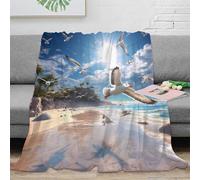 NAOFEKUID Coperta Plage Sole Stampata 3D in Microfibra Decorazione Divano Copriletto Mare Soffice Calda per Adulti Giovani 80×90(200x230cm)