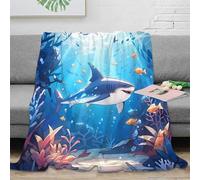 NAOFEKUID Coperta Squalo Oceano 3D Printing Microfibra Decorazione Casa Plaid Mondo Sottomarino per Adulti Giovani Divano Letto 40x50(100x130cm)