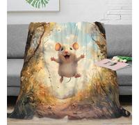 NAOFEKUID Coperta Topo Foresta Stampa 3D in Microfibra Morbida Decorazione Casa Plaid Topo Sorridente per Divano Letto 50x60(127x152cm)