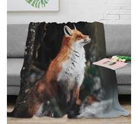 NAOFEKUID Coperta Volpe Foresta Stampa 3D Microfibra Soffice Decorazione Casa Fox Plaid Divano Letto Adulti 40x50(100x130cm)