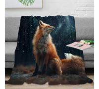 NAOFEKUID Coperta Volpe Mistica 3D Stampata Microfibra Soffice Plaid Decorativo Fox Throw Blanket Per Adulti Camera Divano 40x50(100x130cm)