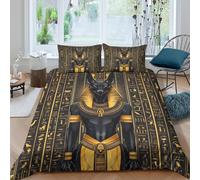 NAOFEKUID Copripiumino 3D Stampa Mitologia Egizia Microfibra Decorazione Camera Set Biancheria da Letto Motivo Egiziano Morbido Traspirante per Adulti Super king（260x220cm）