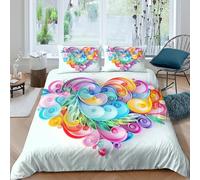 NAOFEKUID Copripiumino 3D Stampato Artistico Microfibra per Adulti Decorazione Camera Set Biancheria Letto Piume Colorate Morbido Traspirante Tutte le Stagioni Single（135x200cm）
