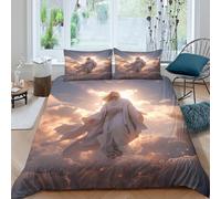 NAOFEKUID Copripiumino Angelo 3D Stampato tra le Nuvole in Microfibra Morbida Set Biancheria da Letto Decorativo per Adulti Casa Double（200x200cm）