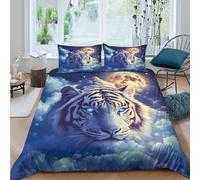 NAOFEKUID Copripiumino Animali Fantastici 3D Stampato Microfibra Decorazione Camera Set Biancheria Tigre Morbido Traspirante Adulti King（220x240cm）