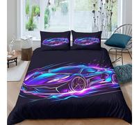 NAOFEKUID Copripiumino Auto Neon 3D Stampato in Microfibra, Set Biancheria da Letto Gara, Camera da Letto Giovani Adulti, Morbido e Decorativo Super king（260x220cm）