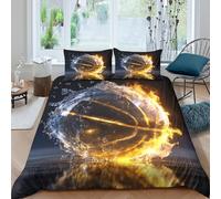 NAOFEKUID Copripiumino Basket FlaMe Splash 3D Stampato in Microfibra Set Biancheria da Letto Sportivo per Camera Adulti Double（200x200cm）