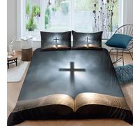 NAOFEKUID Copripiumino Bibbia Fede Stampa 3D Microfibra Morbida Decorazione Camera Da Letto Set Biancheria Religiosa Per Adulti Giovani King（220x240cm）