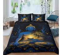NAOFEKUID Copripiumino Buddha Meditativo Stampa 3D Microfibra Decorazione Camera da Letto Set Biancheria Buddhismo Tranquillo Morbido Traspirante per Adulti Double（200x200cm）